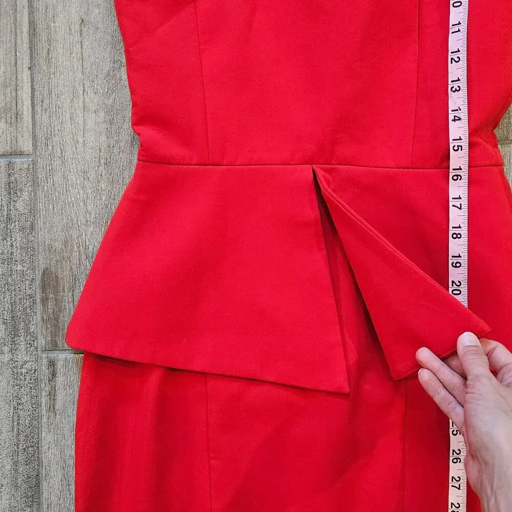 AQ/AQ Nielsen Peplum Mini Dress Women’s 4 Red‎ Structured Cocktail Dress NEW